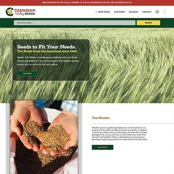 canadian valley seeds website by drive creative agency