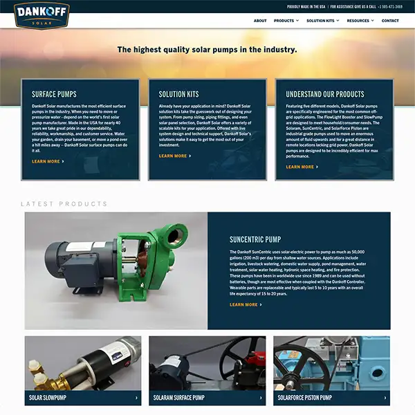 Dankoff Solar Pumps website by drive creative agency