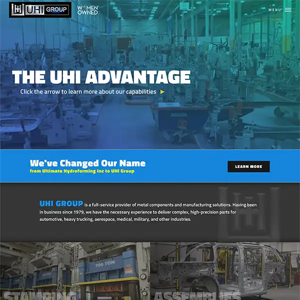 UHI Group website by drive creative agency