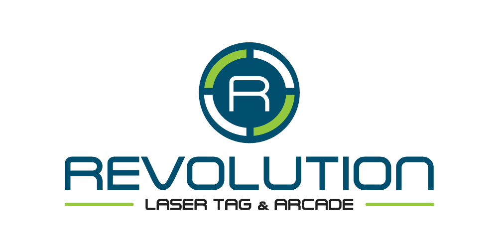 revolution laser tag and arcade logo by drive creative