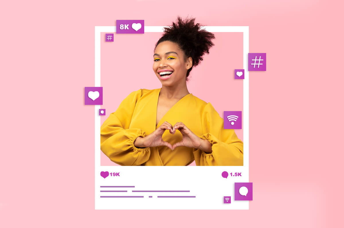 girl in instagram post smiling