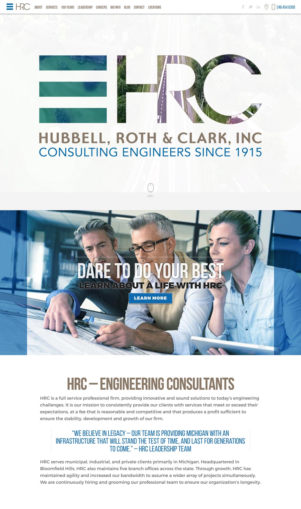 hubbell, roth and clark website homepage