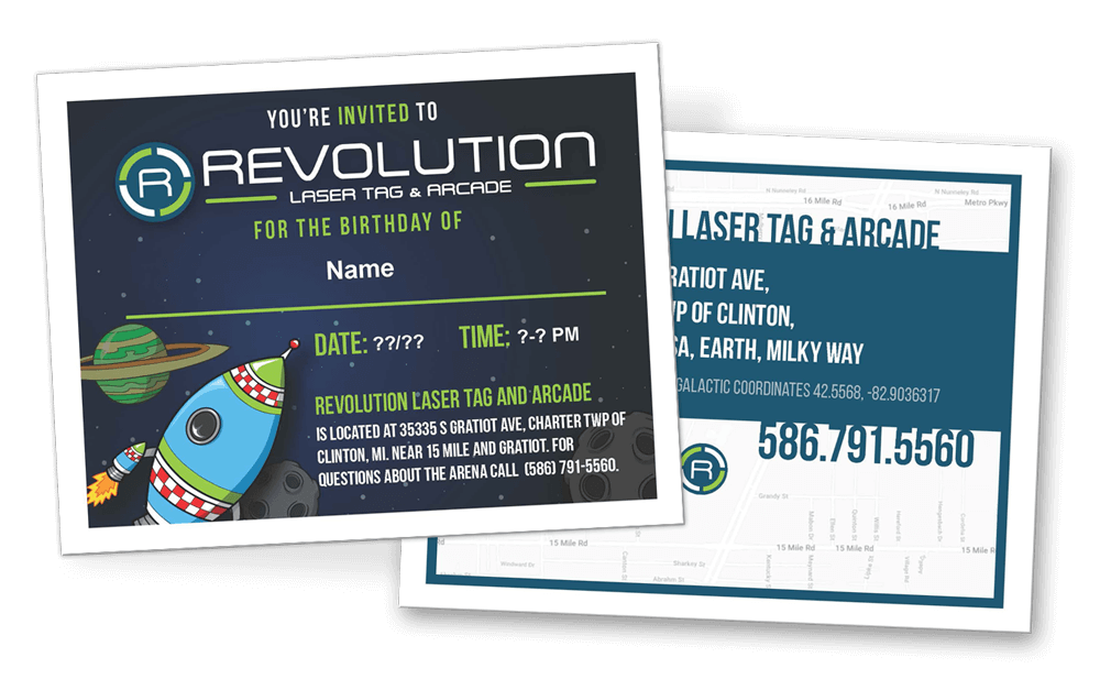 revolution laser tag invites