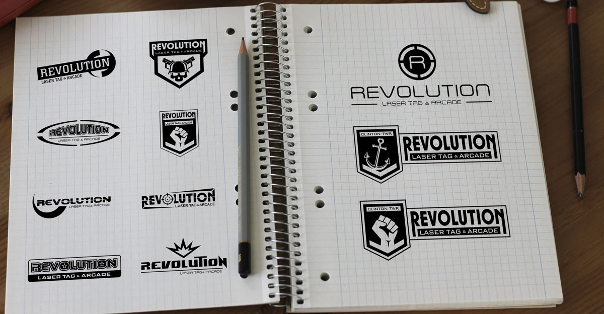 logo concepts for revolution laser tag
