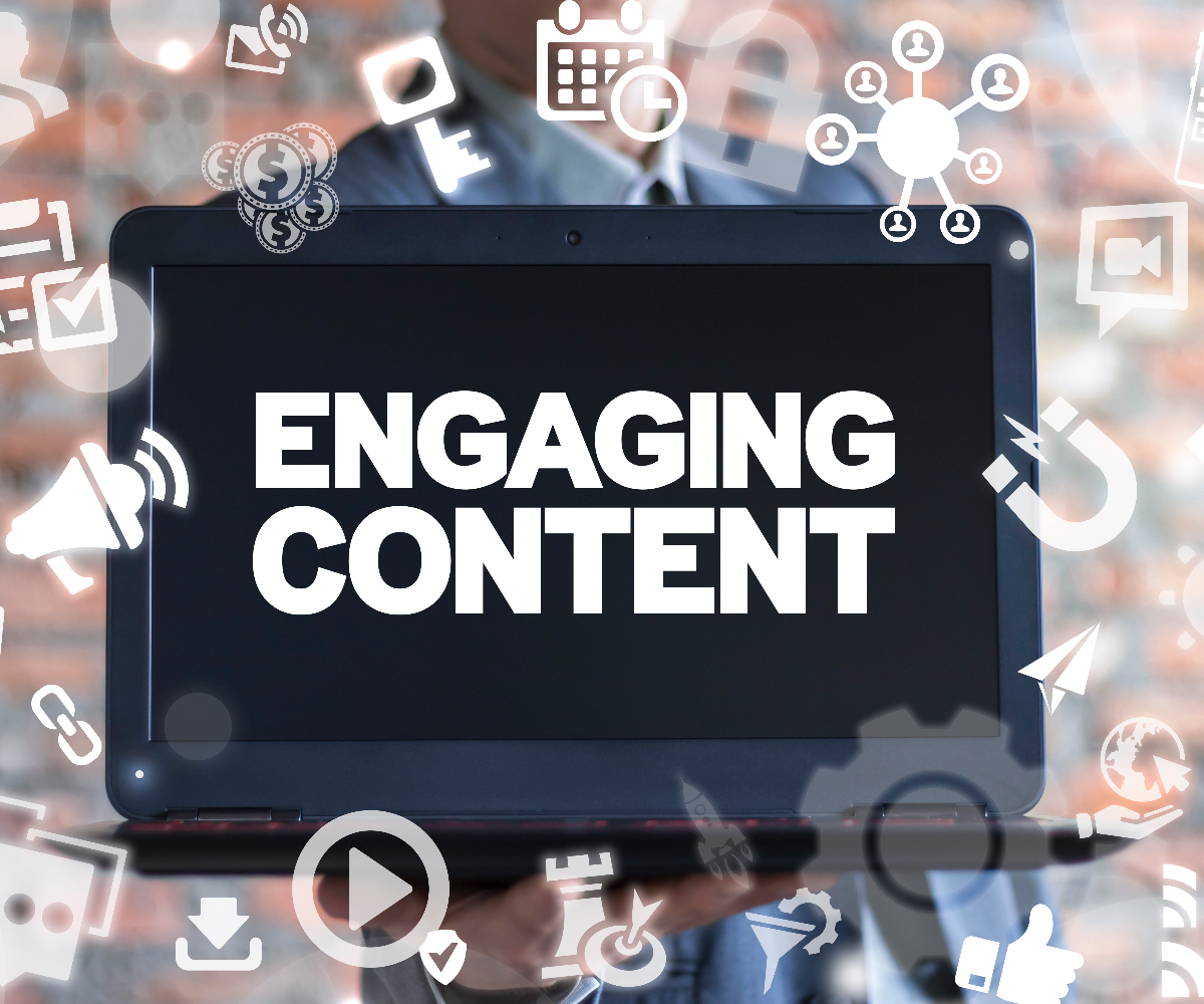 engaging content on laptop screen