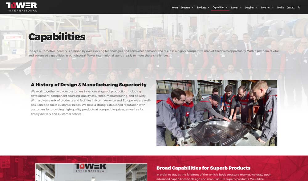 tower international website screenshot